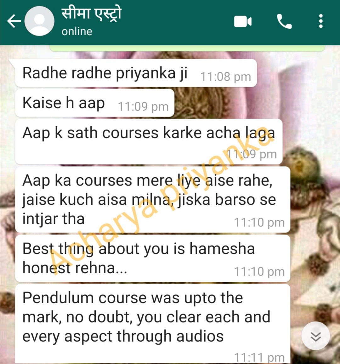 Client & Students review of Acharya Priyanka – Astrology & Healing Services