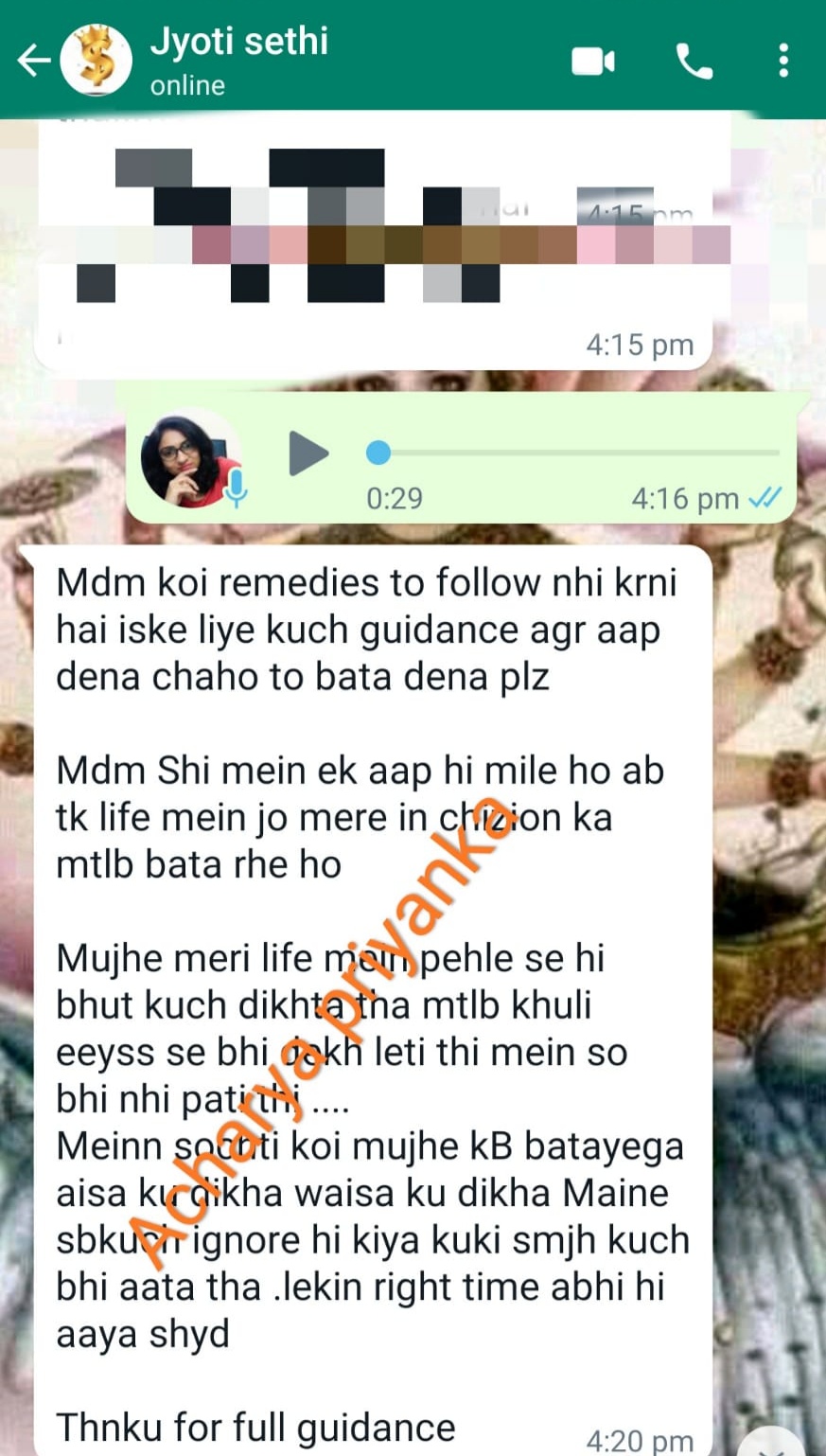 Client & Students review of Acharya Priyanka – Astrology & Healing Services