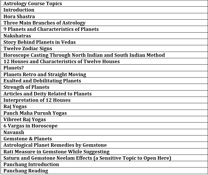 VEDIC ASTROLOGY COURSE